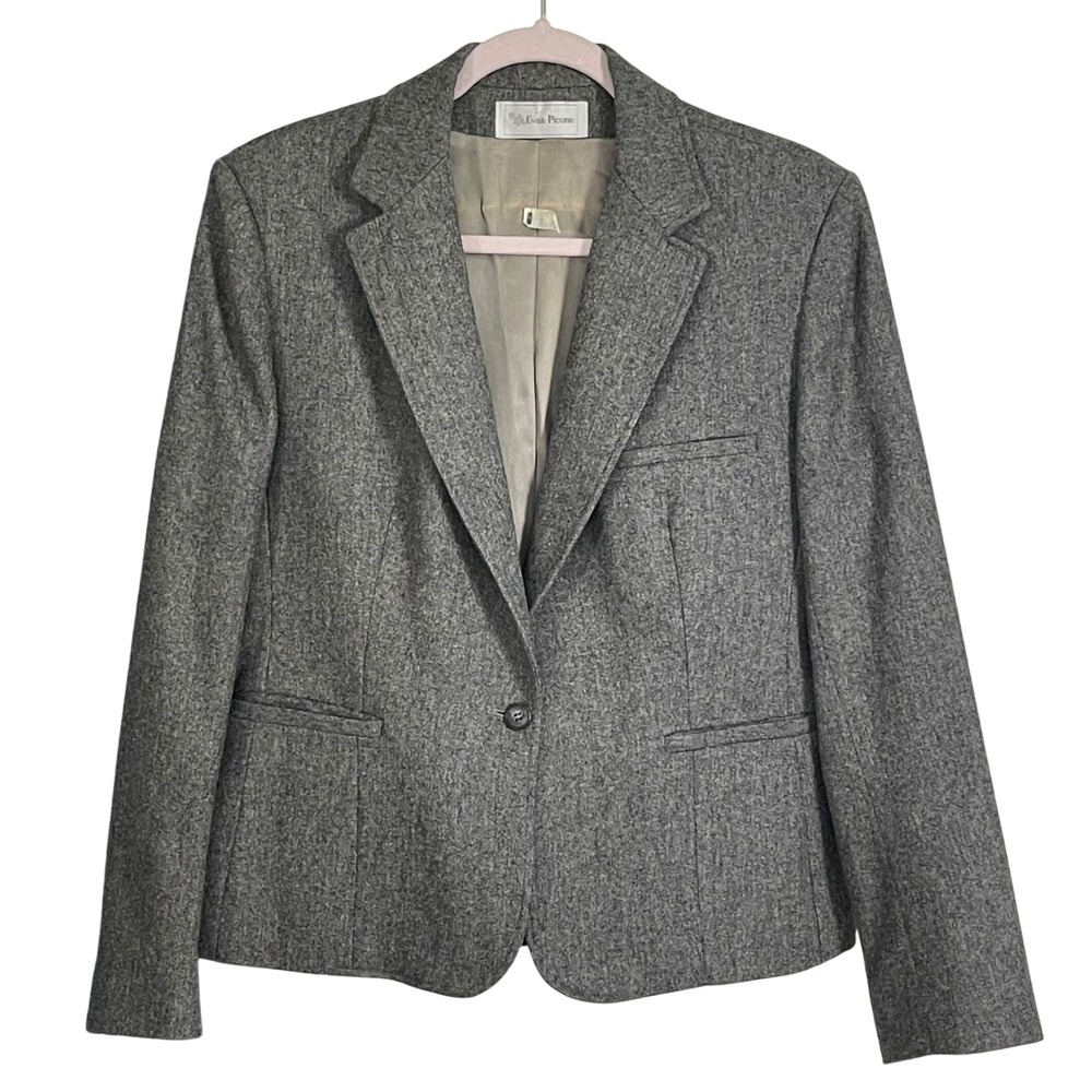 VTG Evan-Picone Wool Blazer Gray Union Made USA Heritage, Fits women's Large